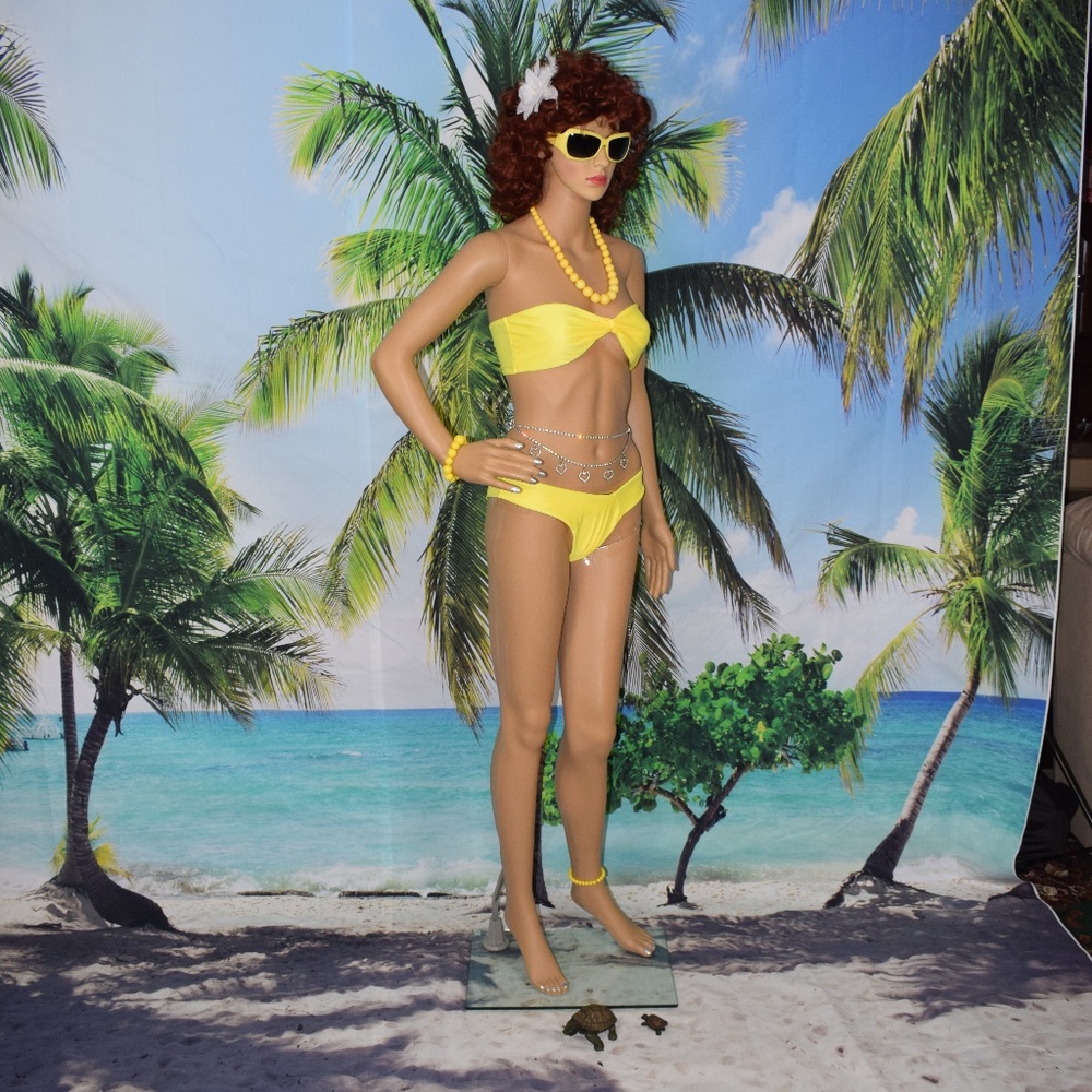 Yellow 2 piece Bikini / With white Flower